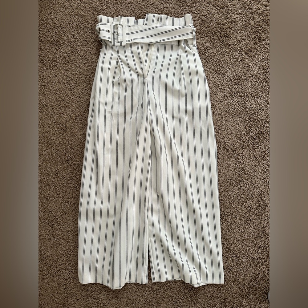 Free People White and Black Striped Wide Leg Pants